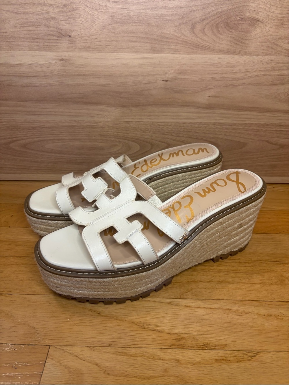 Sam Edelman Laine White Platform Wedge Sandals - Size 11